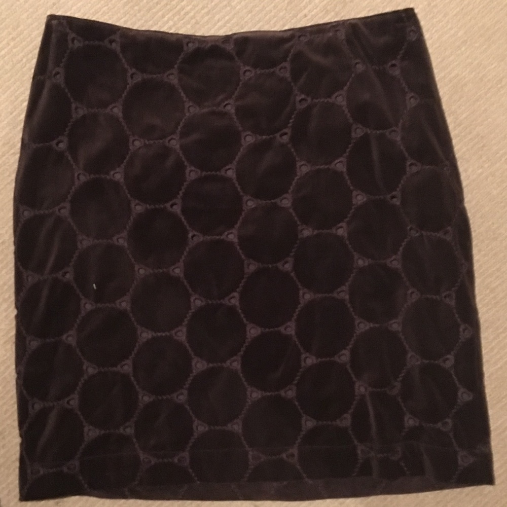 Boden Velvet Brown Eyelet Pencil Skirt Size 12